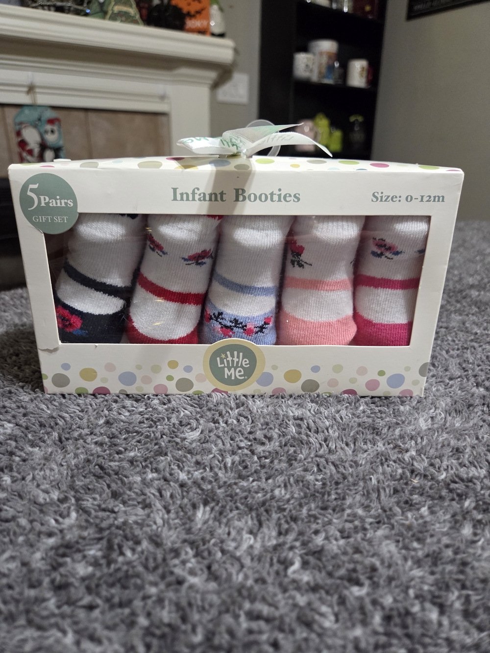 Little Me Infant Booties 5-Pack - Pink/White/Blue/Black